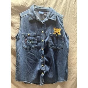 Vintage Winnie The Pooh Denim Vest Offical Disney